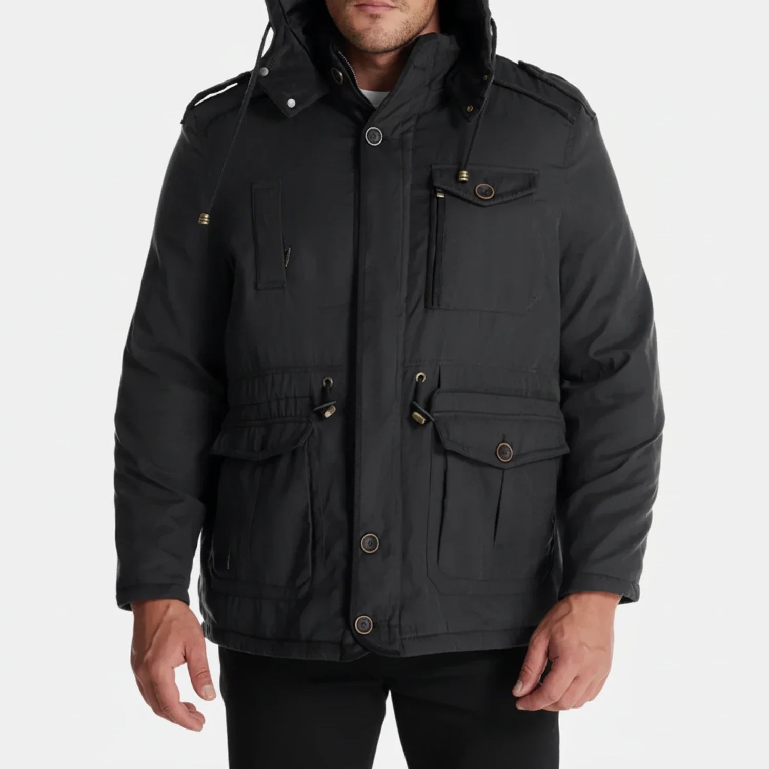 Men's Hooded Cargo Jacket - Fashinoza