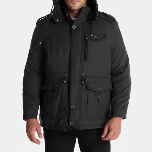 Men's Hooded Cargo Jacket - Fashinoza