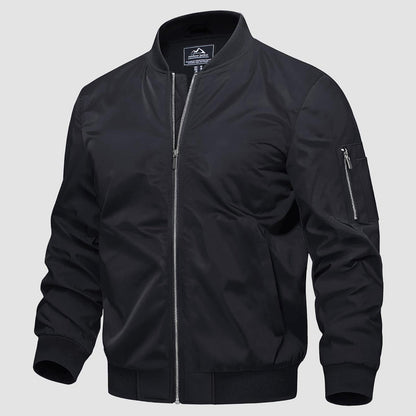 Men's Quilted Bomber Jacket Windproof Nylon Black - Fashinoza