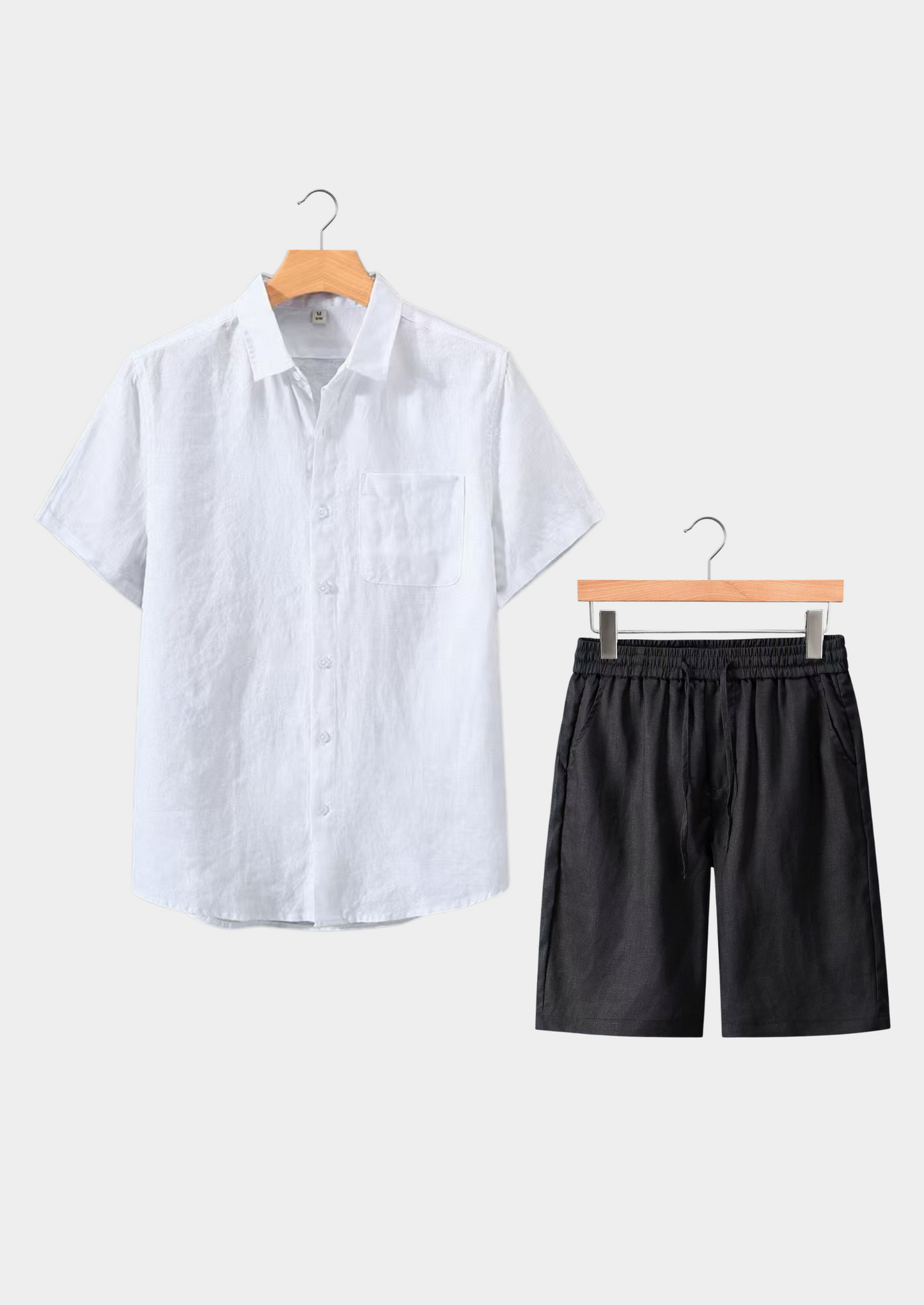 Men's Linen Summer Shirt Shorts Set - 
Fashinoza
