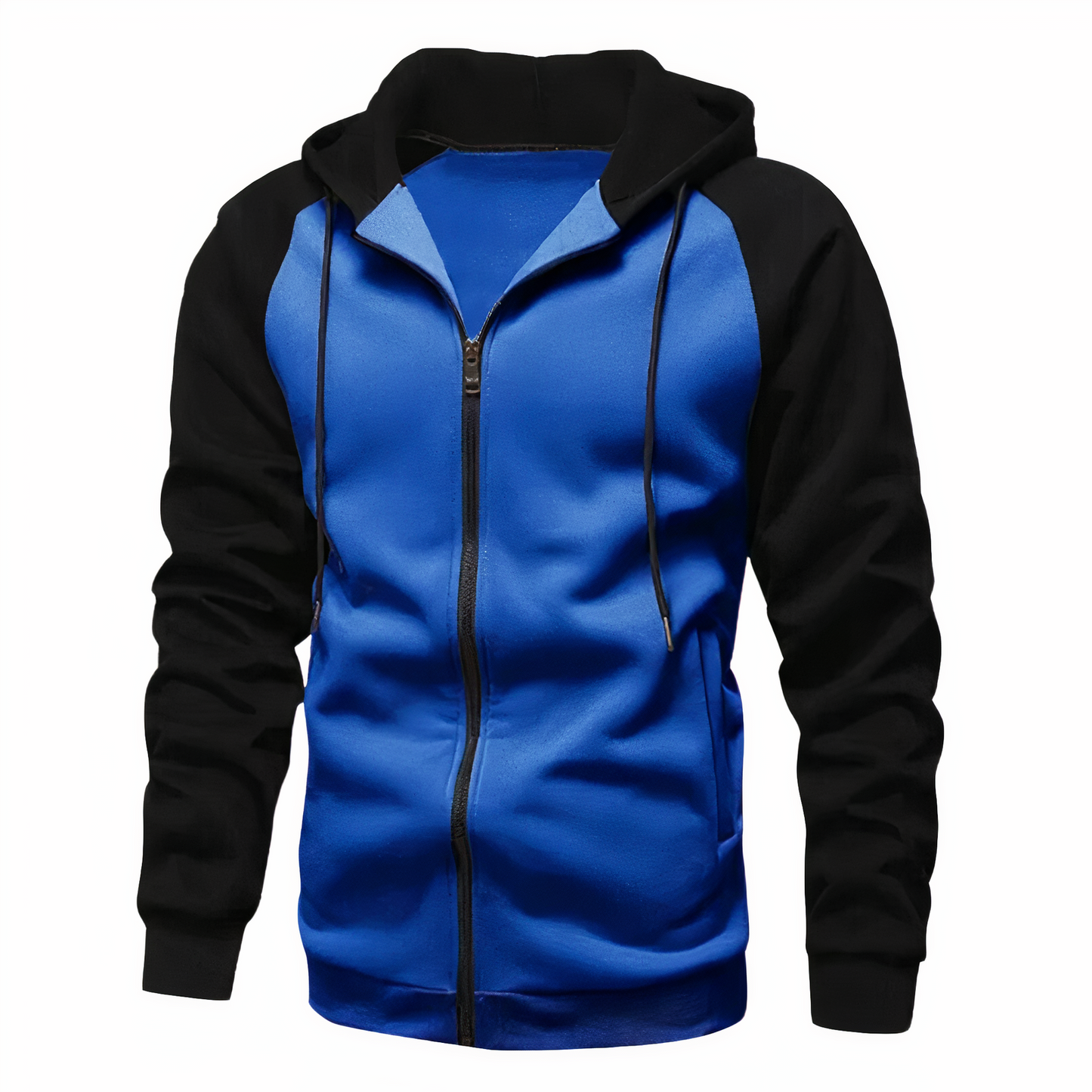 Men's Zip-Up Hoodie Raglan Sleeves Comfortable Grey