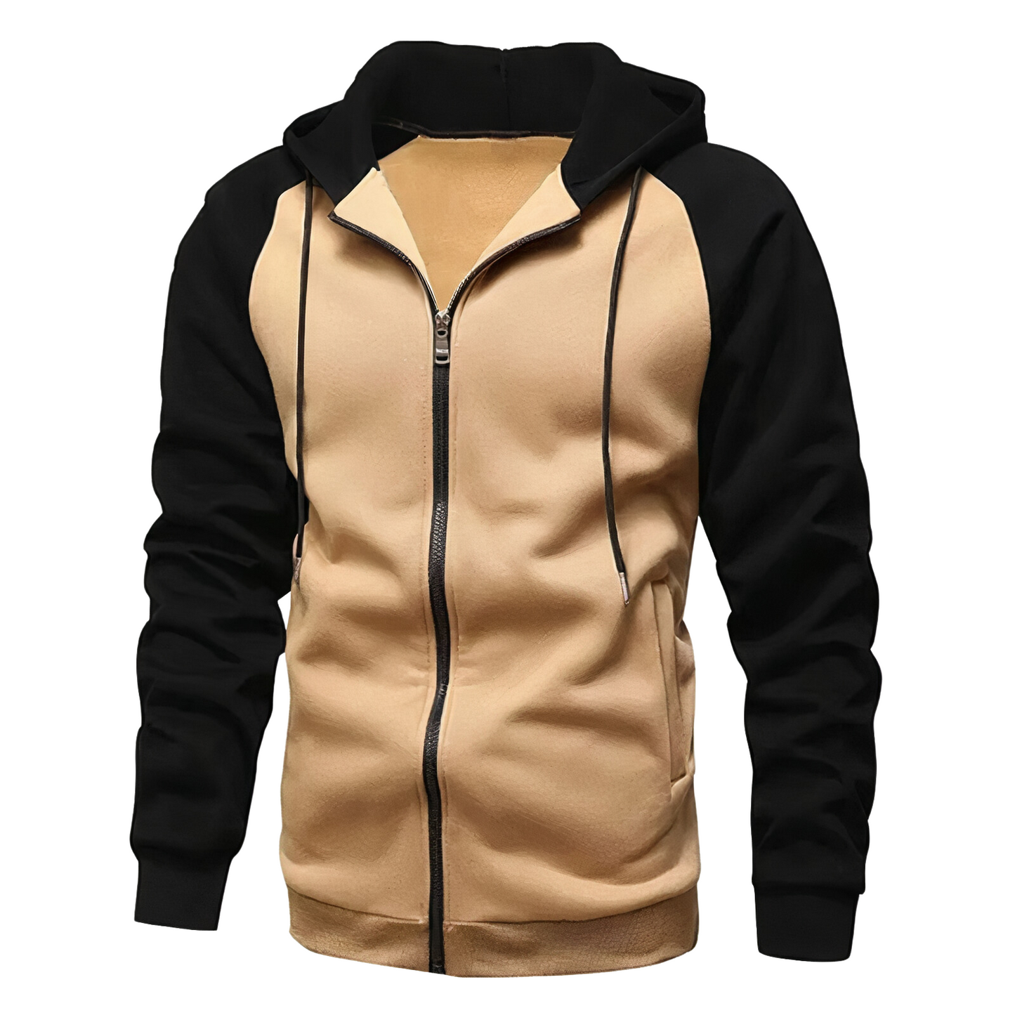 Men's Zip-Up Hoodie Raglan Sleeves Comfortable Grey