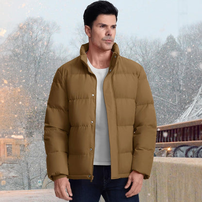 Men's Down Puffer Jacket Water-Resistant Windproof Warm Black