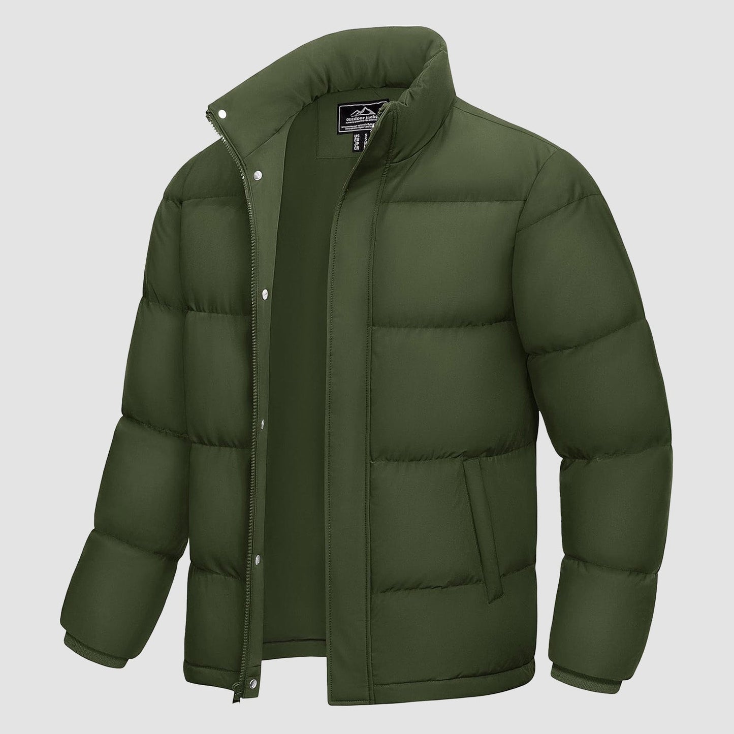 Men's Down Puffer Jacket Water-Resistant Windproof Warm Black