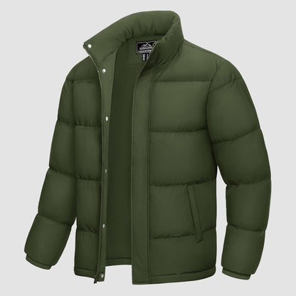 Men's Down Puffer Jacket Water-Resistant Windproof Warm Black