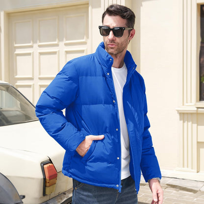 Men's Down Puffer Jacket Water-Resistant Windproof Warm Black