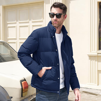 Men's Down Puffer Jacket Water-Resistant Windproof Warm Black