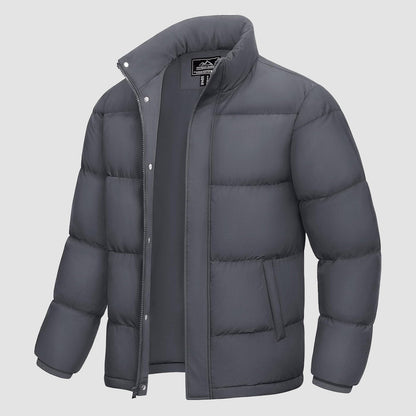 Men's Down Puffer Jacket Water-Resistant Windproof Warm Black