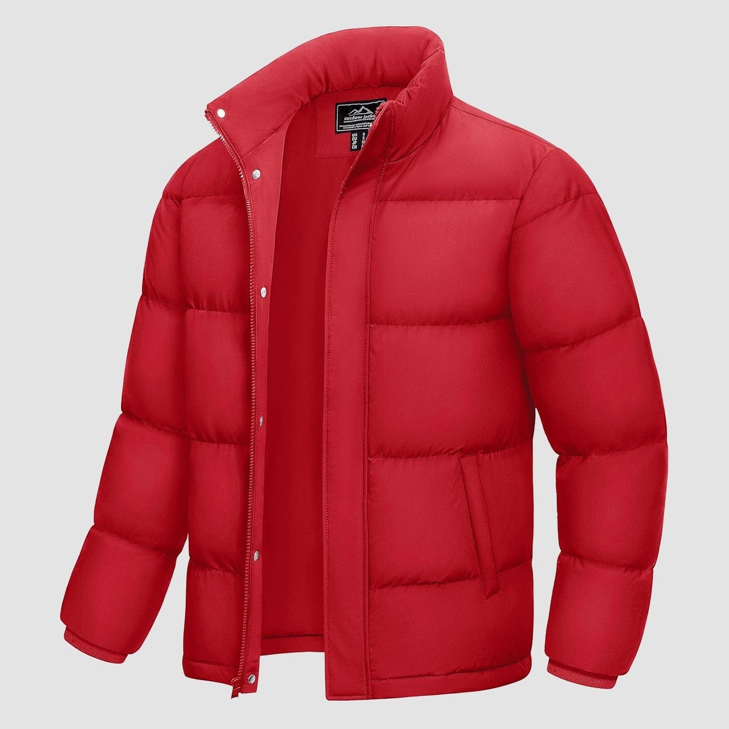 Men's Down Puffer Jacket Water-Resistant Windproof Warm Black