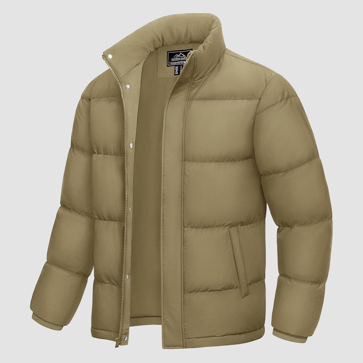 Men's Down Puffer Jacket Water-Resistant Windproof Warm Black