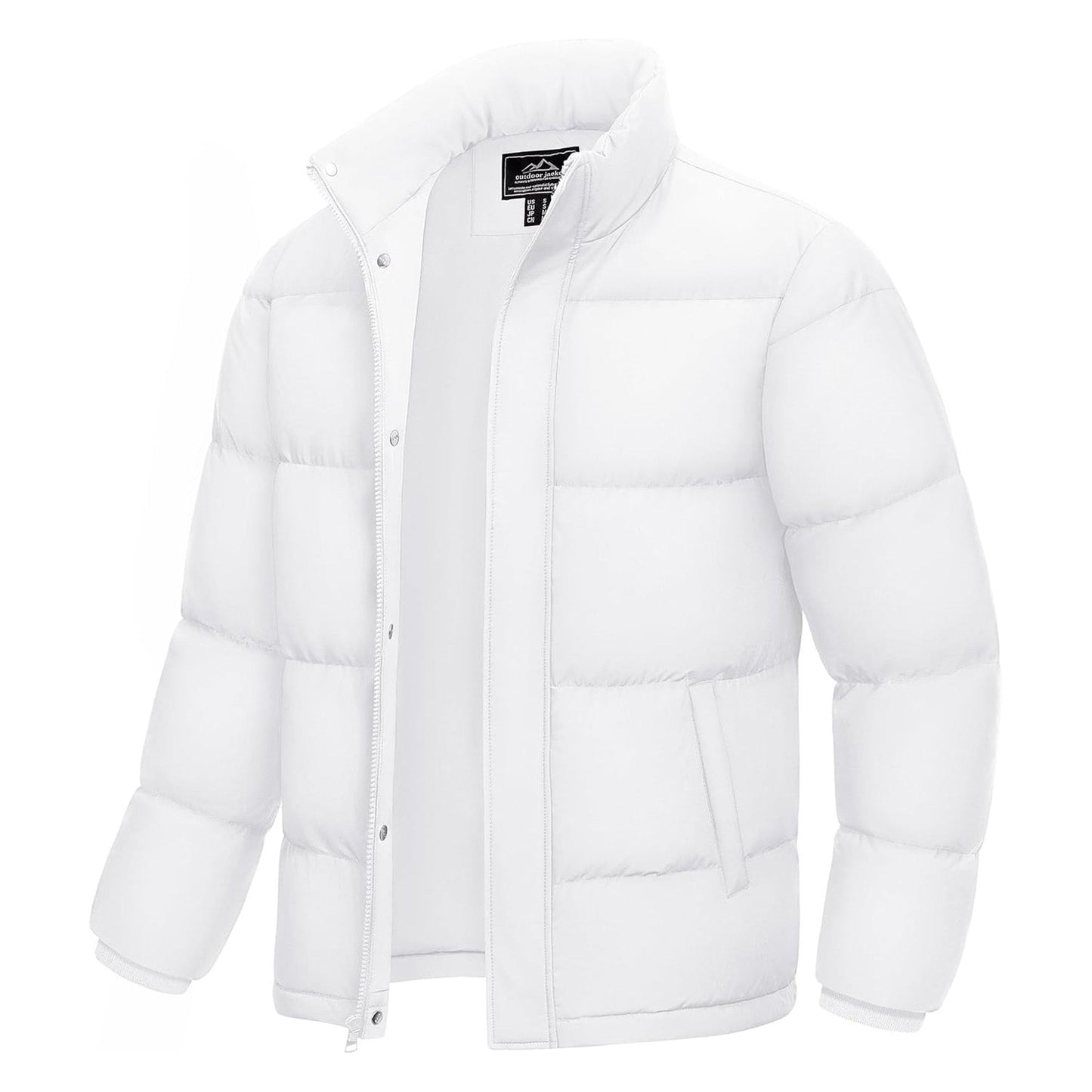 Men's Down Puffer Jacket Water-Resistant Windproof Warm Black