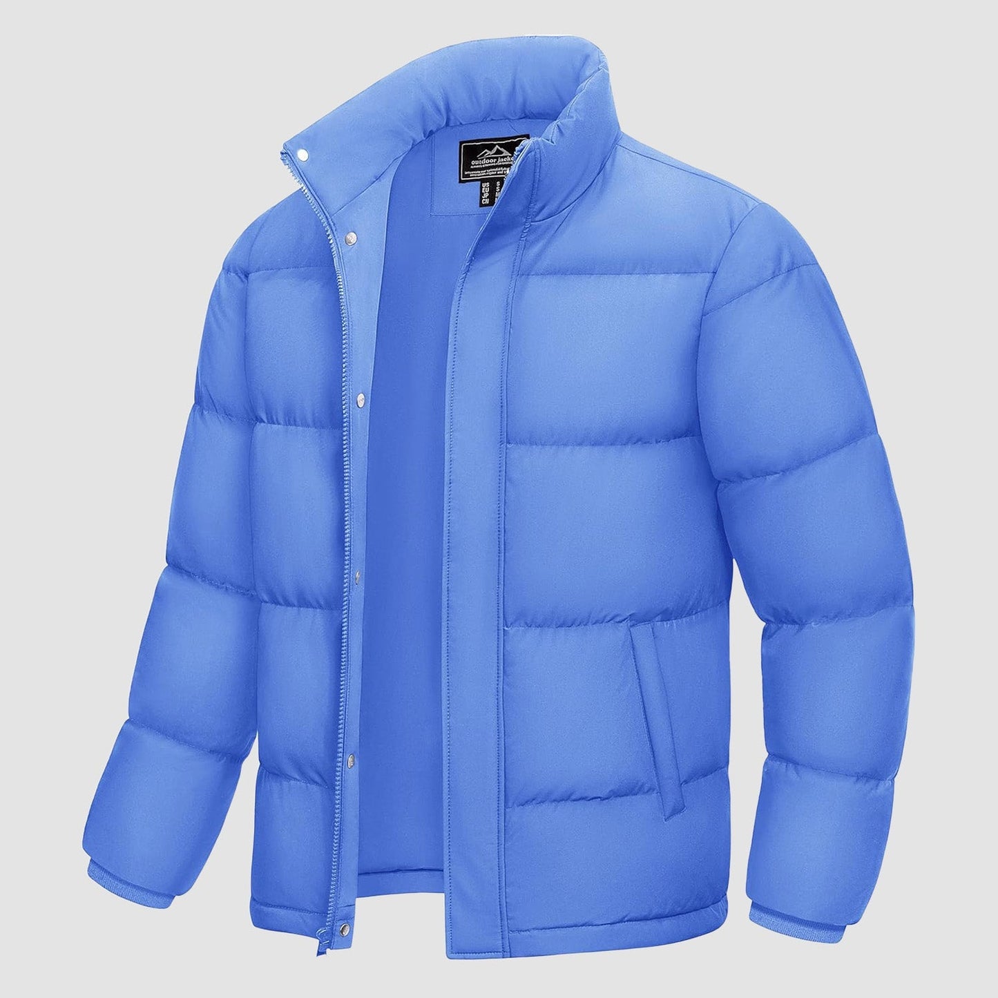 Men's Down Puffer Jacket Water-Resistant Windproof Warm Black