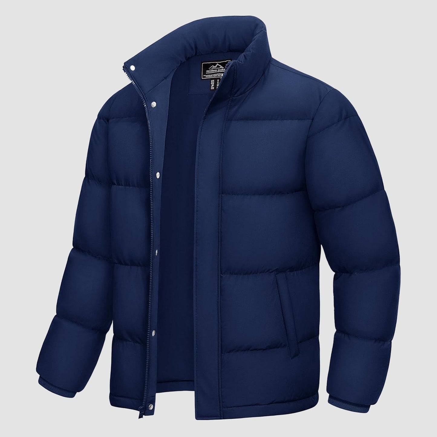 Men's Down Puffer Jacket Water-Resistant Windproof Warm Black