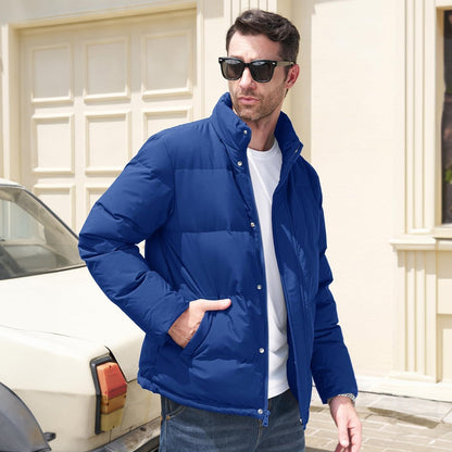 Men's Down Puffer Jacket Water-Resistant Windproof Warm Black