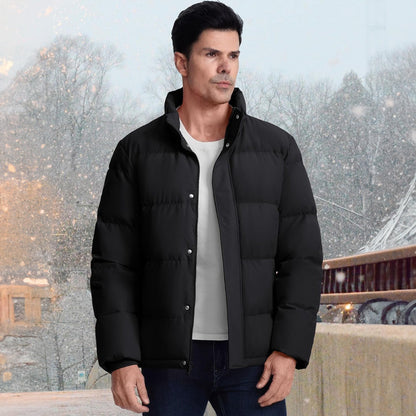 Men's Down Puffer Jacket Water-Resistant Windproof Warm Black