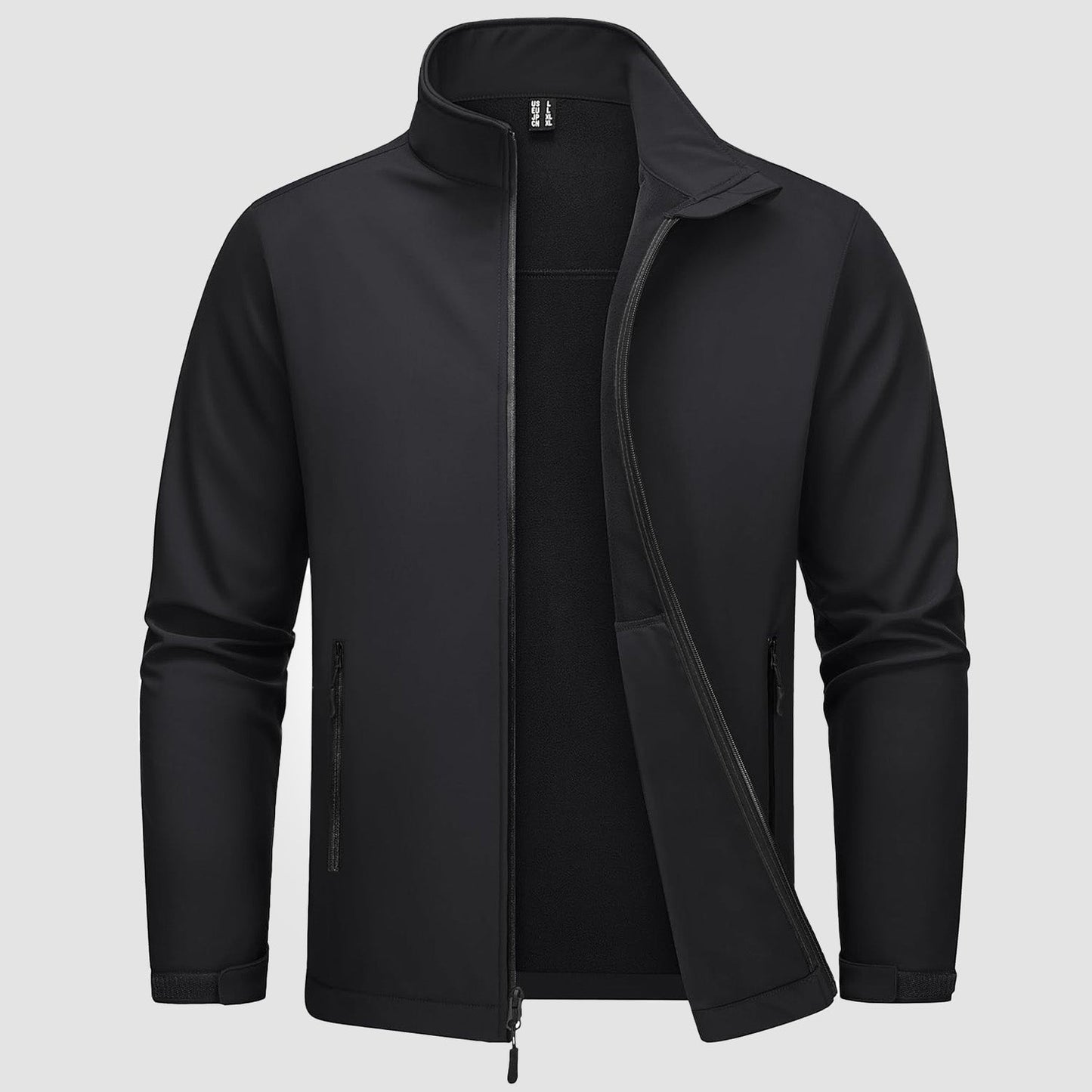 Men's Softshell Jacket Waterproof Fleece Lined Black - Fashinoza