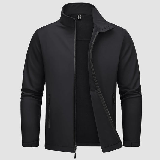 Men's Softshell Jacket Waterproof Fleece Lined Black - Fashinoza