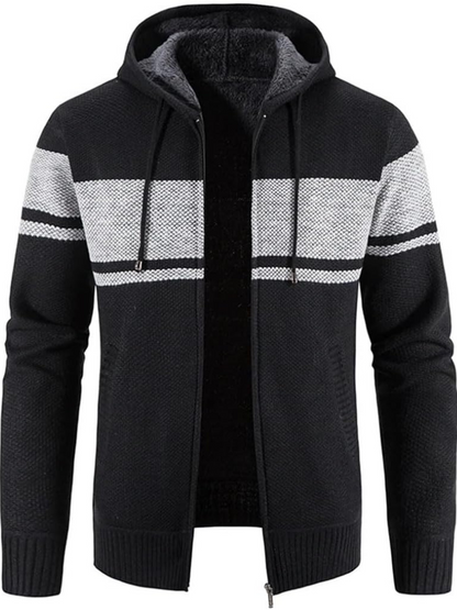 Men's Hoodie Cardigan Zip-Up Fleece Lined Adjustable Drawstring
