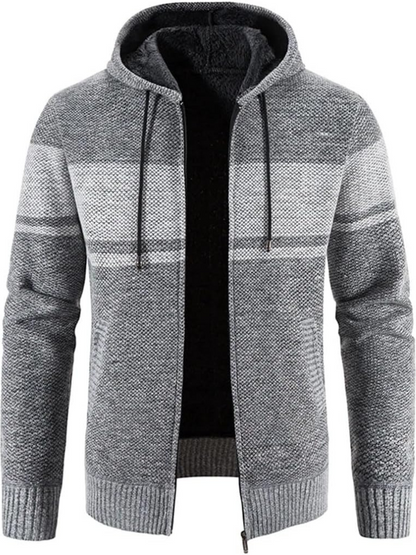 Men's Hoodie Cardigan Zip-Up Fleece Lined Adjustable Drawstring