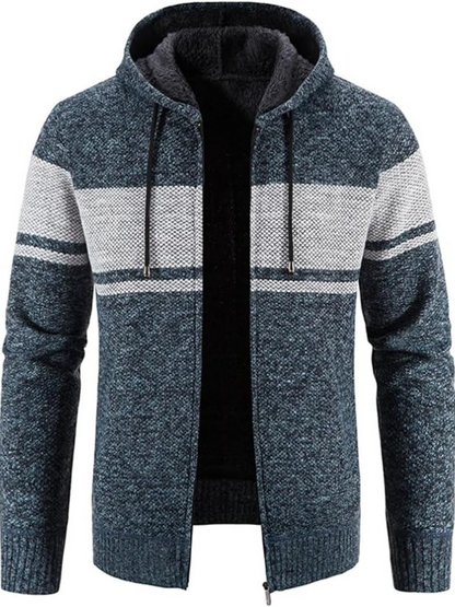 Men's Hoodie Cardigan Zip-Up Fleece Lined Adjustable Drawstring - Fashinoza