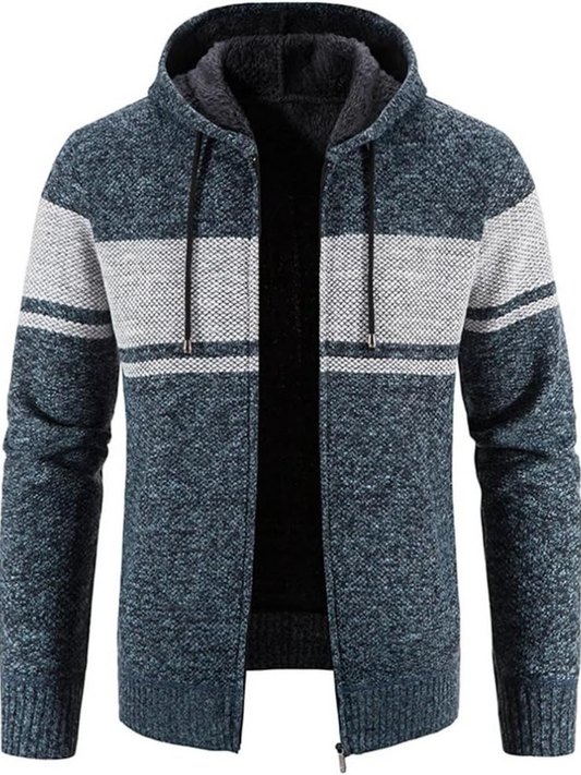 Men's Hoodie Cardigan Zip-Up Fleece Lined Adjustable Drawstring - Fashinoza
