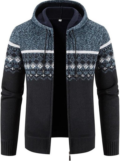 Men's Hoodie Cardigan Zip-Up Fleece Lined Adjustable Drawstring
