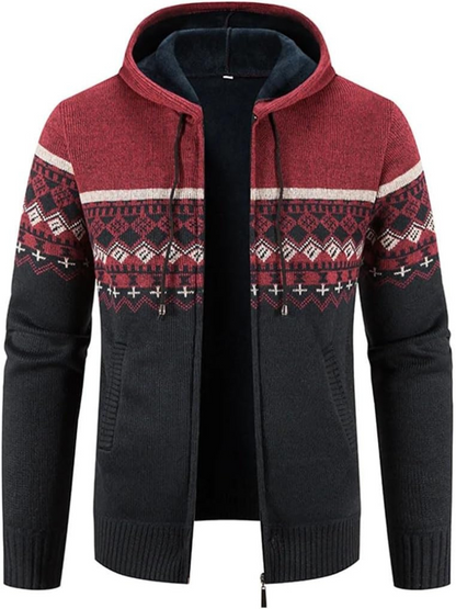 Men's Hoodie Cardigan Zip-Up Fleece Lined Adjustable Drawstring