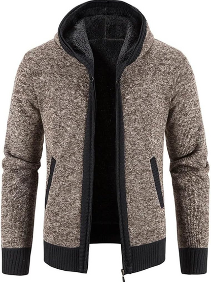Men's Hoodie Cardigan Zip-Up Fleece Lined Adjustable Drawstring