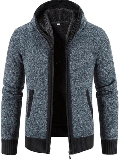 Men's Hoodie Cardigan Zip-Up Fleece Lined Adjustable Drawstring