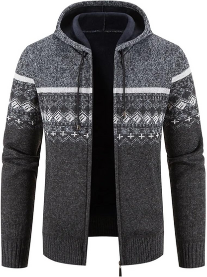 Men's Hoodie Cardigan Zip-Up Fleece Lined Adjustable Drawstring