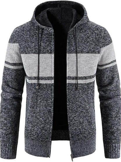 Men's Hoodie Cardigan Zip-Up Fleece Lined Adjustable Drawstring