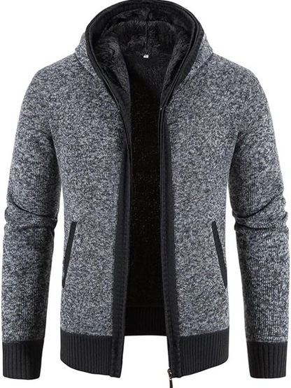 Men's Hoodie Cardigan Zip-Up Fleece Lined Adjustable Drawstring