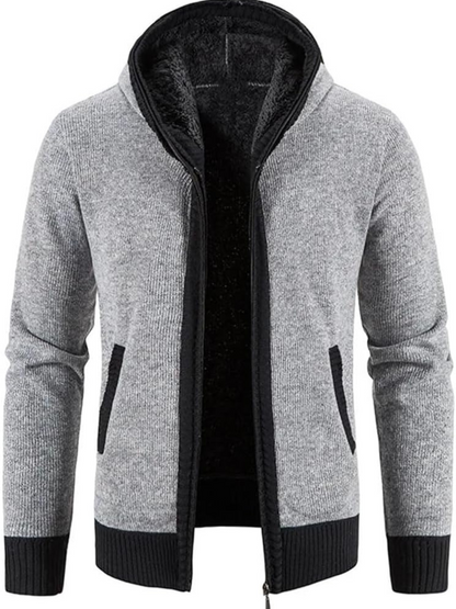Men's Hoodie Cardigan Zip-Up Fleece Lined Adjustable Drawstring