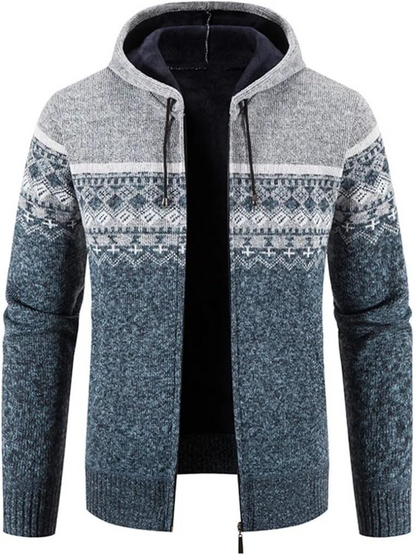 Men's Hoodie Cardigan Zip-Up Fleece Lined Adjustable Drawstring