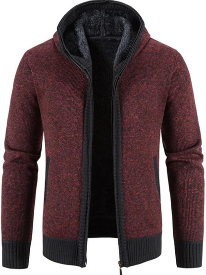 Men's Hoodie Cardigan Zip-Up Fleece Lined Adjustable Drawstring