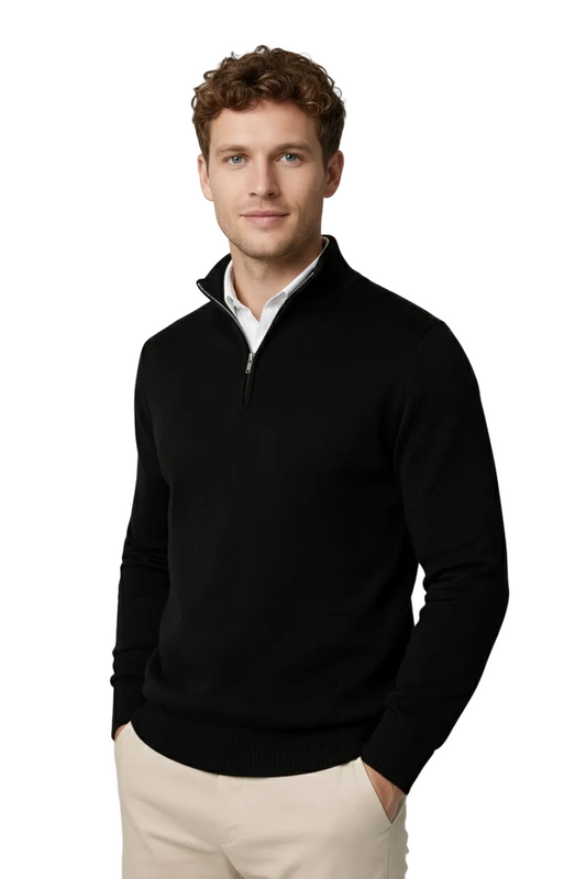 Men's Knit High Neck Half Zip Sweater - 
Fashinoza