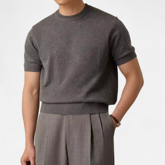 Men's Knit Crew Neck T-Shirt Ribbed Hem - 
Fashinoza