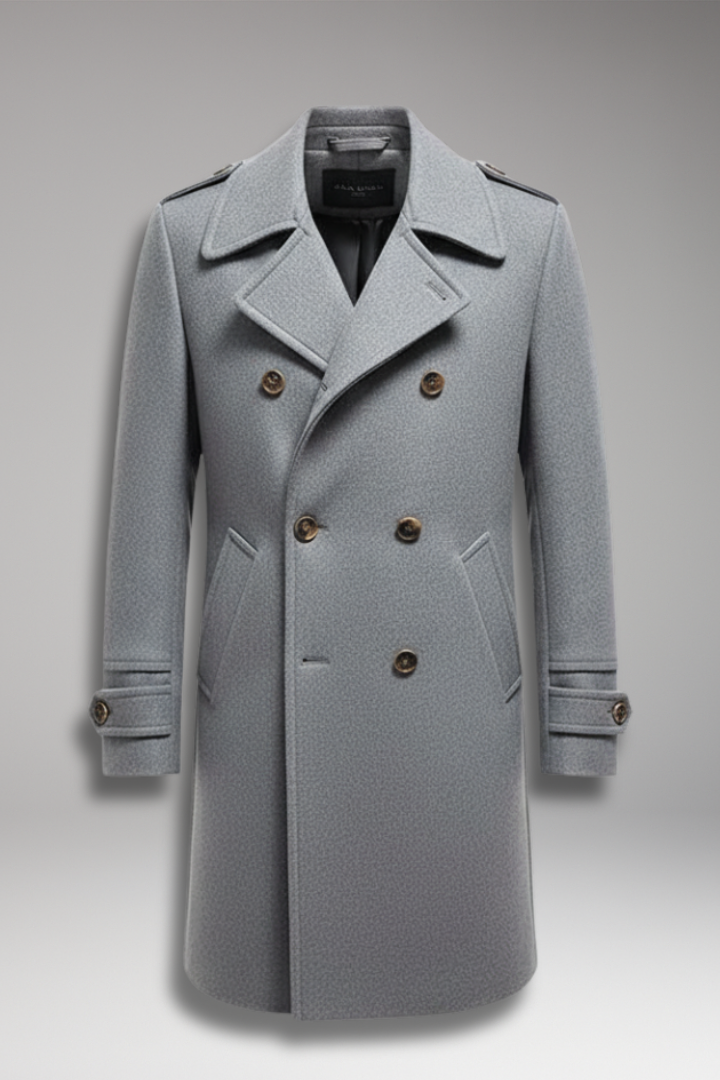 Men's Lapel Coat Button Front Mid-Length - 
Fashinoza