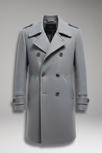 Men's Lapel Coat Button Front Mid-Length - 
Fashinoza