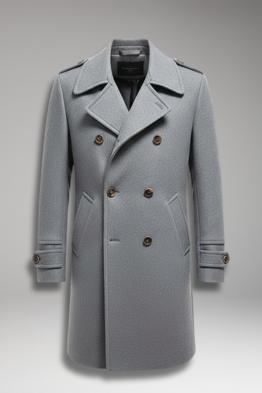 Men's Lapel Coat Button Front Mid-Length - 
Fashinoza