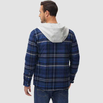 Men's Quilted Flannel Jacket With Hood