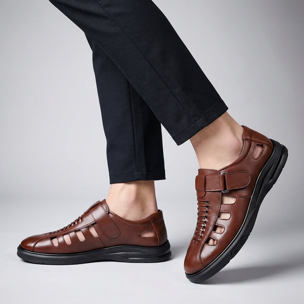 Men's Slip On Sandals Closed Toe Woven Upper - 
Fashinoza