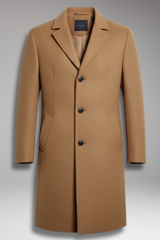 Men's Notch Lapel Coat Buttons Mid-Length - 
Fashinoza