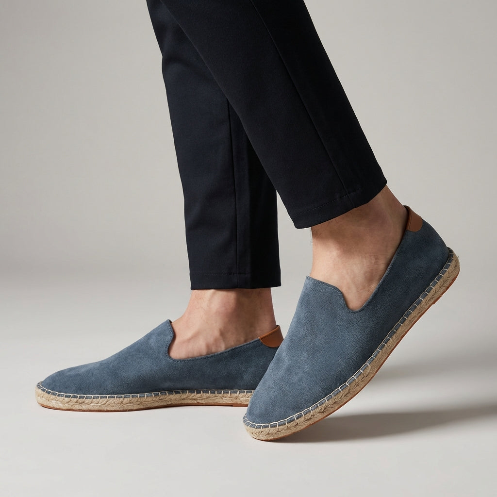 Men's Suede Espadrille Shoes Jute Sole Brown - 
Fashinoza