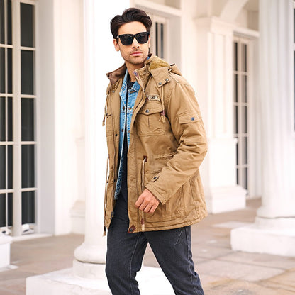 Men's Military Parka Jacket Fleece Lined Waterproof Black