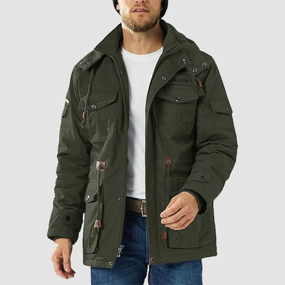 Men's Military Parka Jacket Fleece Lined Waterproof Black
