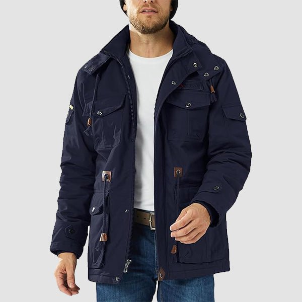 Men's Military Parka Jacket Fleece Lined Waterproof Black