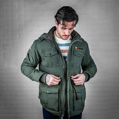 Men's Military Parka Jacket Fleece Lined Waterproof Black