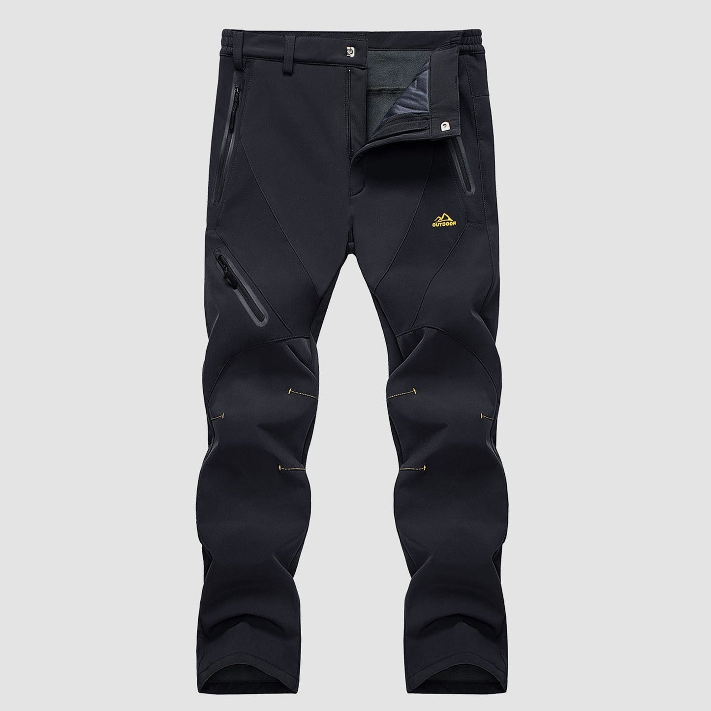 Men's Insulated Snow Pants Waterproof Fleece-Lined Black - Fashinoza