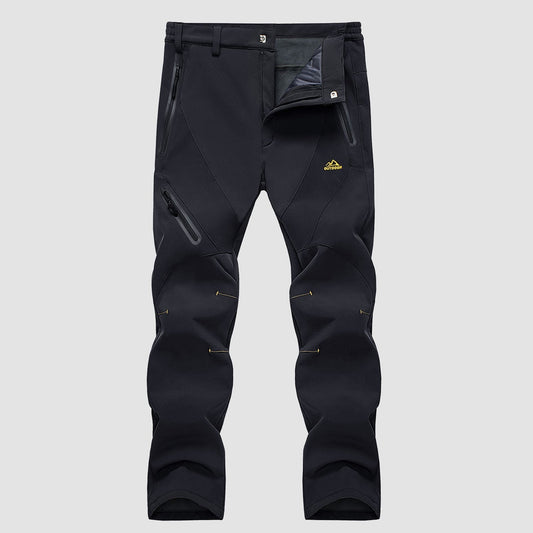 Men's Insulated Snow Pants Waterproof Fleece-Lined Black - Fashinoza